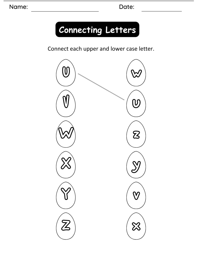 Uppercase Lowercase Matching – Connecting Letters U