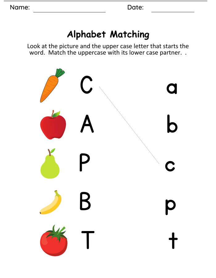 Uppercase Lowercase Matching – Fruits